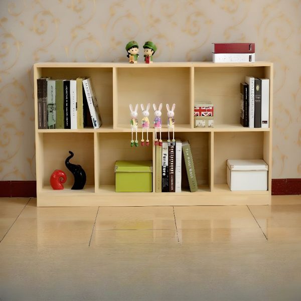 "Casual Natural Color Standard Kids Bookshelf with Shelf, Horizontal Orientation, Lumber Shelf, Closed Back, Detached"