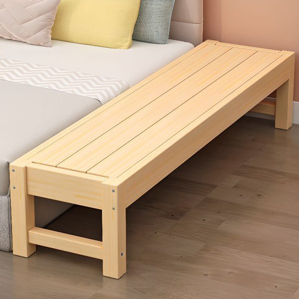 "Contemporary Pine Wood Standard Kids Bed in Wood Color with Guardrail for Gender Neutral"